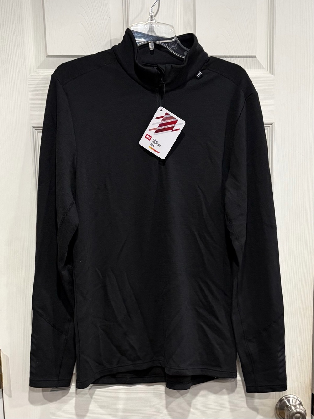 Helly Hansen Men's Large Lifa Merino 1/2 Zip Half Black NWT 2-Layer Wool Fiber